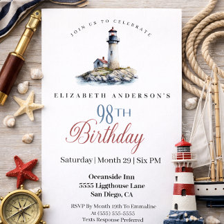 Convites Lighthouse 98th Birthday