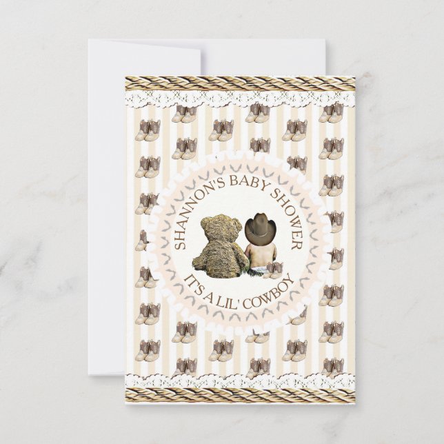 Convites Lil' Cowboy Country and Western Chá de fraldas (Frente)