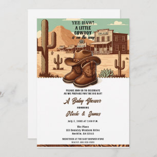 Convites Lil Cowboy Country Western Boots + Chá de fraldas 