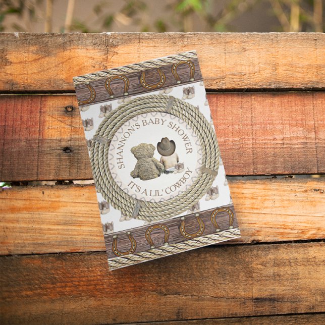 Convites Lil' Cowboy Rustic Country and Western Chá de fral (Criador carregado)