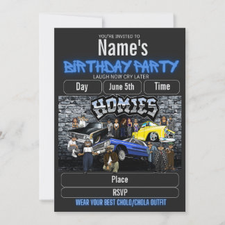 Convites Lil Homies Birthday Invitation, Cholo 90s Theme 