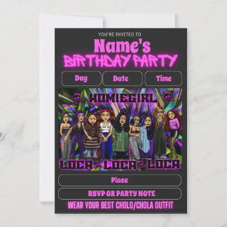 Convites Lil Homies Chicanas Party Invitation 90s Theme