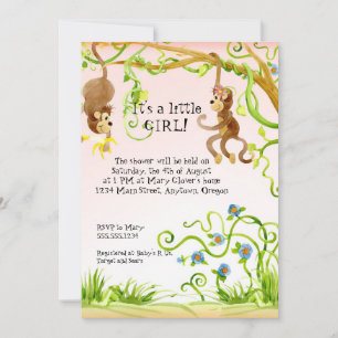 Convites Lil Monkey, Chá de fraldas de Garota