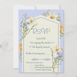 Convites Lilac And White Wildflowers Geometric RSVP Card
