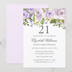 Convites Lilac aniversário de 21 anos