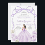 Convites Lilac Arco princesa prata quinceañera<br><div class="desc">EDITABLE Lilac Purple Arco Princesa Prata Silver Crown Quinceañera Convite À Imagem Elegante Lilac Purple Floral Princesa Dresses Quinceañera Rapariga De Aniversário Convide Silver Crown Mis Quince Anos Festa de aniversário</div>