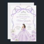 Convites Lilac Arco princesa prata quinceañera<br><div class="desc">EDITABLE Lilac Purple Arco Princesa Prata Silver Crown Quinceañera Convite À Imagem Elegante Lilac Purple Floral Princesa Dresses Quinceañera Rapariga De Aniversário Convide Silver Crown Mis Quince Anos Festa de aniversário</div>