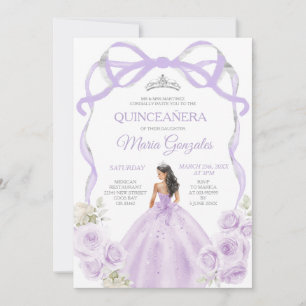 Convites Lilac Arco princesa prata quinceañera
