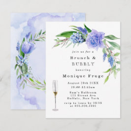 Convites Lilac Blue Hyacinth Peony Brunch e Bubbles Invites