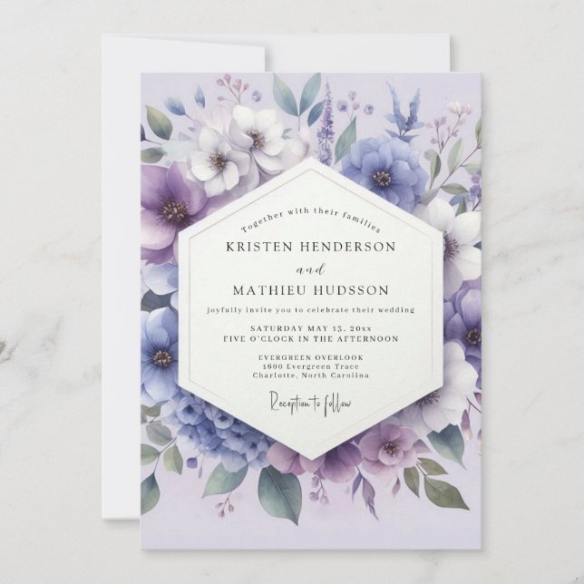 Convites Lilac Botanical Whimsy Wedding (Frente)
