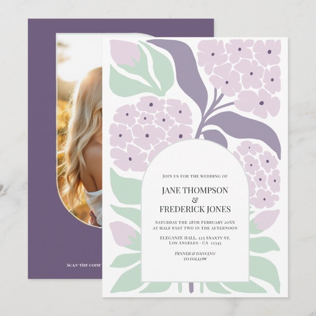 Convites Lilac Breeze Floral Modern Spring Wedding (Frente/Verso)