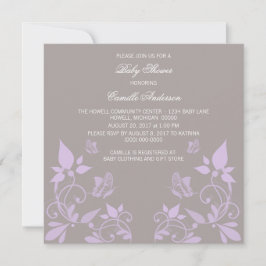 Convites Lilac Butterfly Chá de fraldas Invite