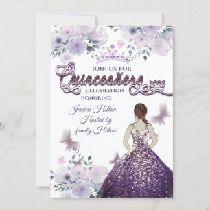 Convites Lilac Butterfly florden tiara Quinceañera