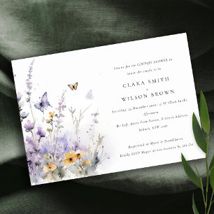 Convites Lilac Casal de Jardim de Borboleta de Flor Selvage
