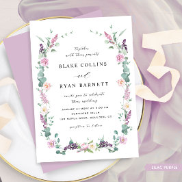Convites Lilac, Casamento Floral Moleque Pastel Roxo Delica