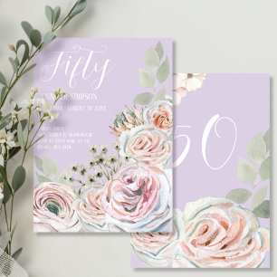 Convites Lilac Delicate watercolor flor palepink Aniversári