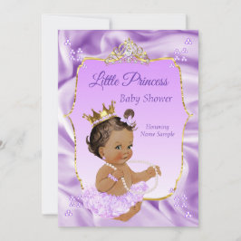 Convites Lilac Dourado Princess Chá de fraldas Girl