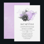 Convites Lilac e Carvão Floral Bat Mitzvah<br><div class="desc">Pastel lilac e cinzas de carvão vegetal,  flutuante cor de água,  bat mitzvah convites projetados para serem rápida e facilmente personalizados de acordo com as especificações de seu evento.</div>