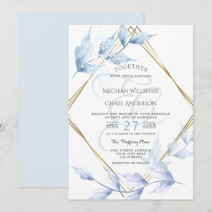 Convites Lilac emudecido Elegante e Folhagem Azul empoeirad