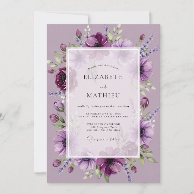 Convites Lilac Enchanting Spring Wedding (Frente)
