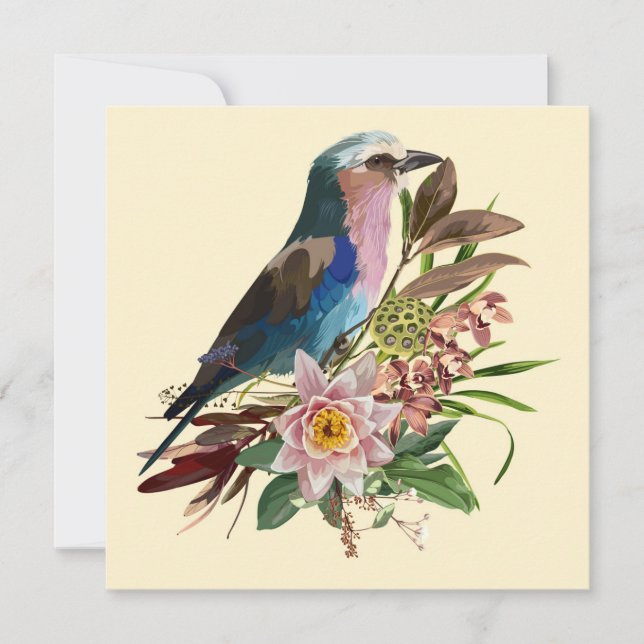 Convites Lilac festejou o Roller bird. Disposições tropicai (Frente)