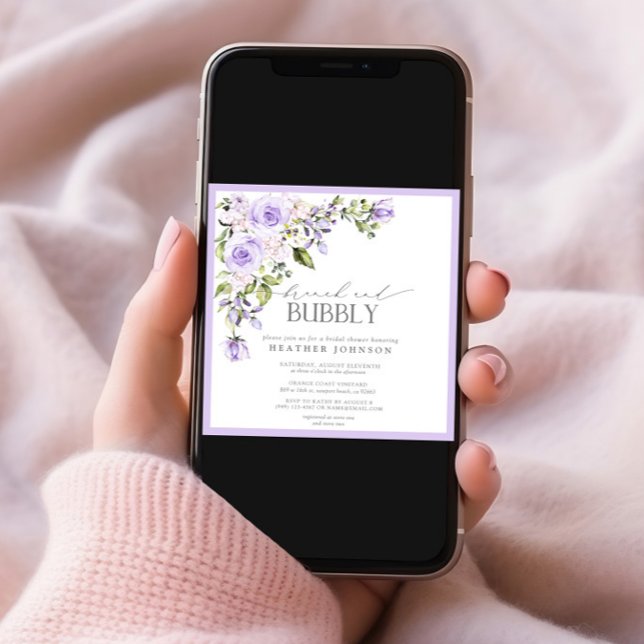 Convites Lilac Floral Brunch e Chá de panela Bubble (Criador carregado)