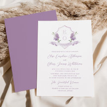 Lilac Floral Monograma Crest Casamento