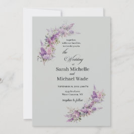Convites Lilac Floral Wedding Invitation