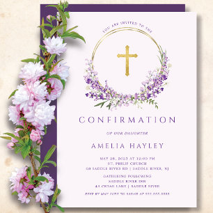 Convites Lilac Flowers Girls First Confirmation