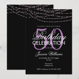 Convites Lilac Glamorous Luz 50º Aniversário