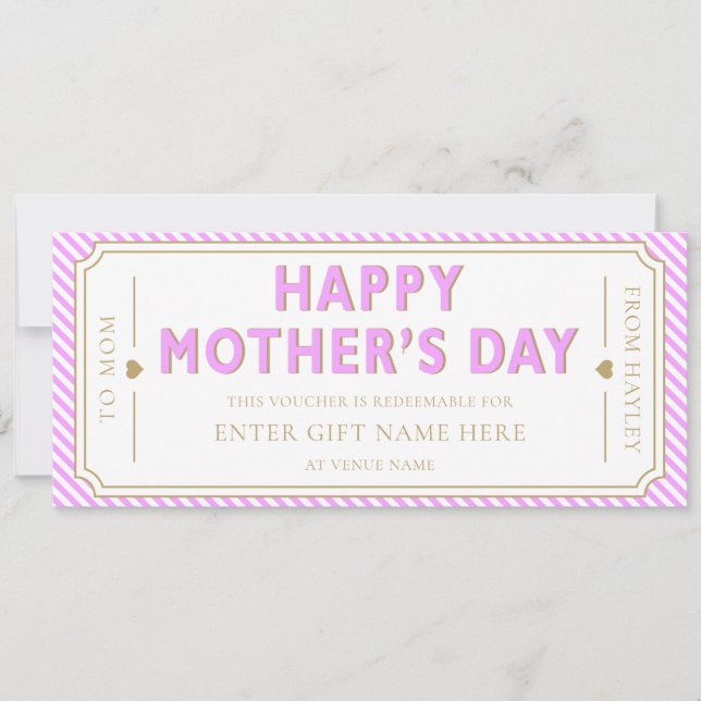 Convites Lilac Happy Mother's Day Gift Voucher Card (Frente)
