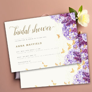 Convites Lilac Hydrangea Boho Bridal Clássica Moderna