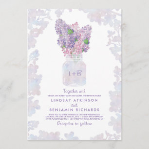 Convites Lilac Mason Jar   Casamento Russo Floral Watercolo