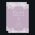 Convites Lilac Mauve & White Lace Elegant Sweet 16 Party<br><div class="desc">Personalizar para qualquer evento</div>