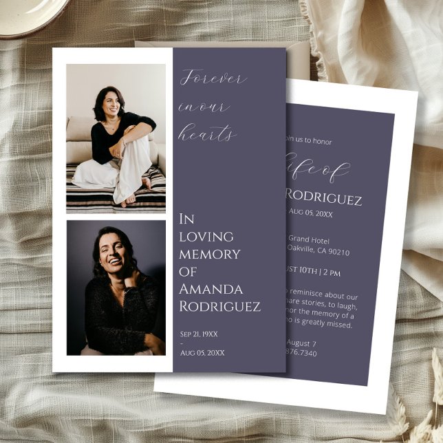 Convites Lilac Moderno No Amor Memória Foto Funeral (Criador carregado)