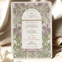 Convites Lilac para Casamento Art Nouveau por Much