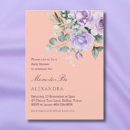 Convites Lilac Peach Floral Peony Baby Shower