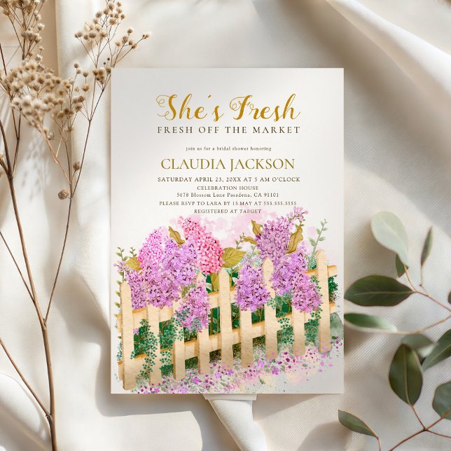 Convites Lilac Picket Fence She's Fresh Bridal Shower  (Criador carregado)
