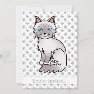 Convites Lilac Point Tabby Birman Cat Festa de aniversário