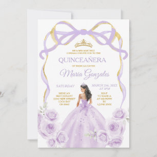 Convites Lilac Purple Arco Princesa Dourada Quinceañera
