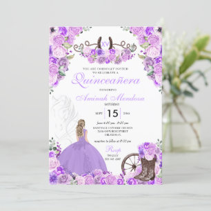 Convites Lilac Purple Charra Floral Boots Quinceañera