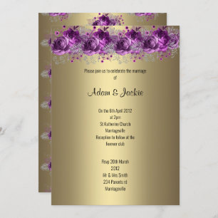 Convites Lilac Purple floral, Dourado moderno, CASAMENTO EL