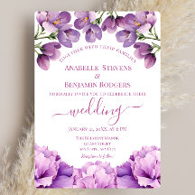Lilac Purple Floral Elegante com código QR Wedding