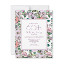 Lilac Purple Watercolor Floral 60º Aniversário