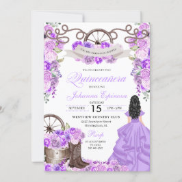 Convites Lilac Purple Western Ranchero Quinceanera