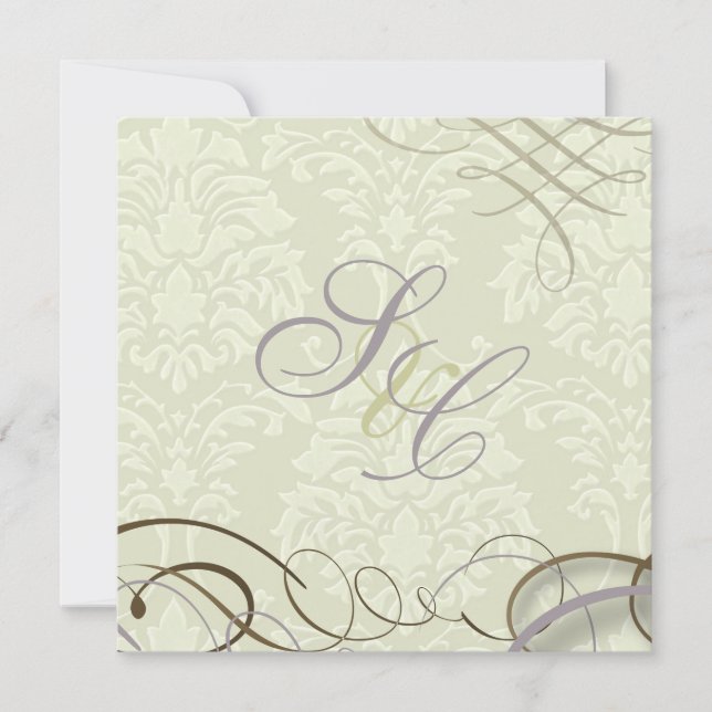 Convites Lilac/roletes/tocos/damasco de marfim (Frente)