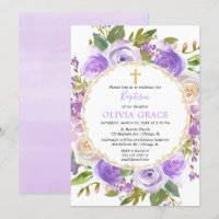 Lilac roxo floral da lavanda da menina do baptismo