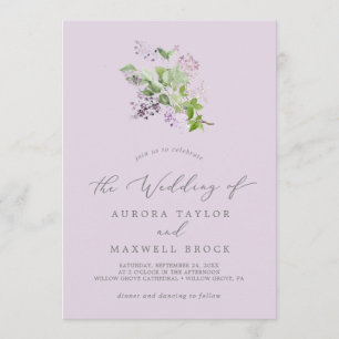 Convites Lilac Russo  Lavanda Simples Casamento
