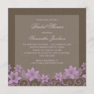 Convites Lilac Rustic Floral Chá de panela Invite