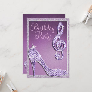Convites Lilac Stiletto & Treble Clef Birthday